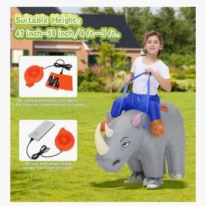 Inflatable Ride-On Rhino Costume for Kids - Gray and Blue
